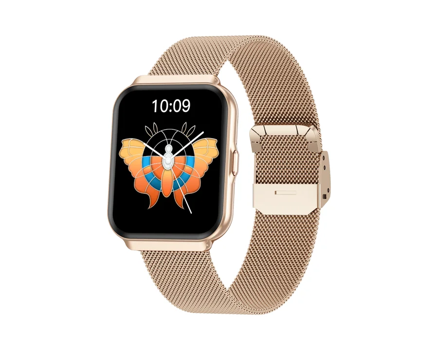 L06 square AMOLED smartwatch with mesh strap